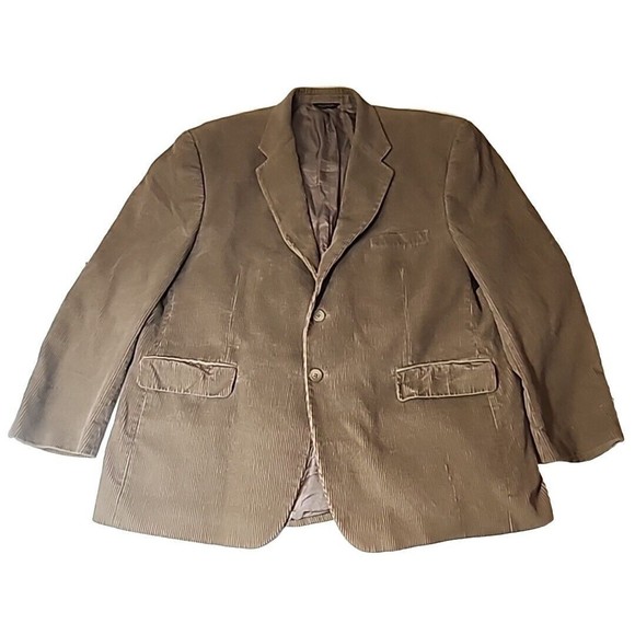 VINTAGE Ralph Lauren Blazer Jacket Mens 46 R CHAPS Macy's Soft Corduroy Suit TAN - Picture 1 of 8